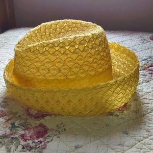 1960s yellow faux straw hat